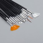 Набор кистей для наращивания и дизайна ногтей, 15 шт, 19 см, цвет чёрный - фото 8294801