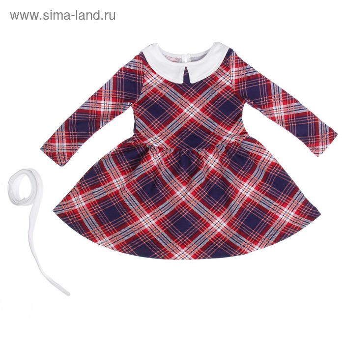 Платье для девочки "Осенний блюз", рост 116 см (60), цвет красный/синий/белый, принт клетка - Фото 1