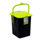 Контейнер для мусора с крышкой 18 л "Пуро", цвет чёрный/салатовый - Фото 1