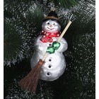 Игрушка елочная "Снеговик с метлой", 12 см - Фото 2
