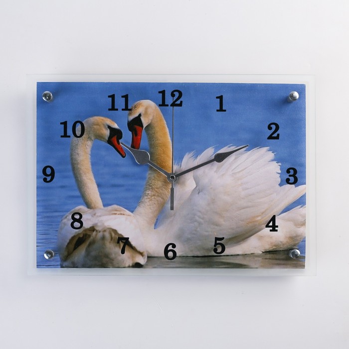 Часы настенные, серия: Животный мир, &quot;Лебеди&quot;, 25х35 см