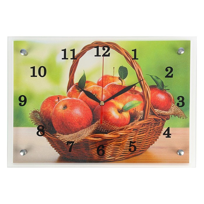 Часы настенные, серия: Кухня, &quot;Корзина с яблоками&quot;, 25х35 см
