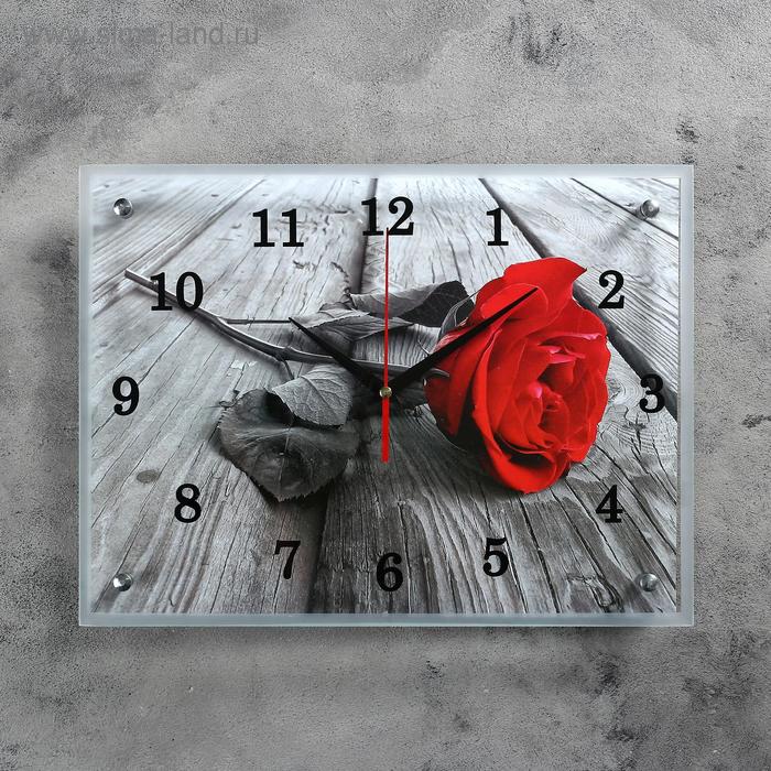 Часы настенные, серия: Цветы, "Красная роза", 30х40  см - Фото 1