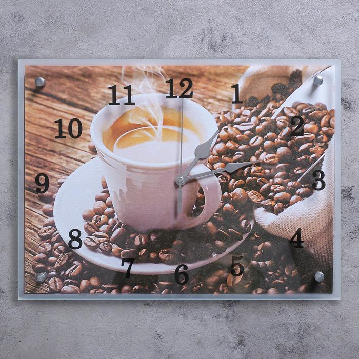Часы-картина настенные, серия: Кухня, &quot;Чашка кофе&quot;, 30х40 см
