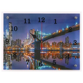 Часы-картина настенные, интерьерные "Бруклинский мост", бесшумные, 30 х 40 см