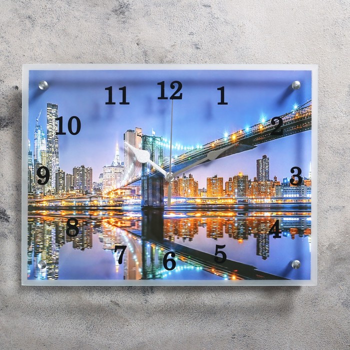 Часы настенные, серия: Город, &quot;Бруклинский мост&quot;, 30х40 см