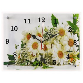 Часы-картина настенные, серия: Цветы, "Ромашки", 30х40 см