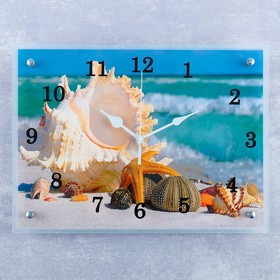 Часы-картина настенные, серия: Море, "Обитатели морского дна", 30х40 см
