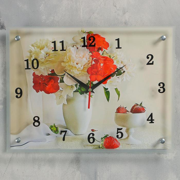 Часы-картина настенные, серия: Цветы, &quot;Цветы в вазе&quot;, 30х40 см