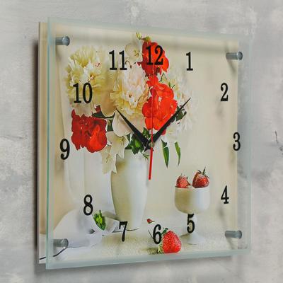 Часы - картина настенные «Цветы в вазе», 30×40 см