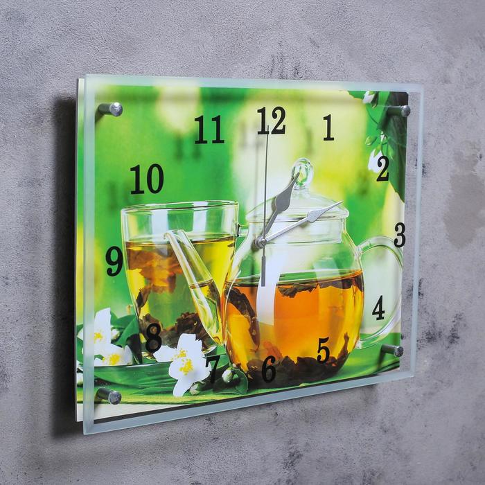 Часы-картина настенные, серия: Кухня, "Чайничек чая", 30х40 см - фото 1925807937