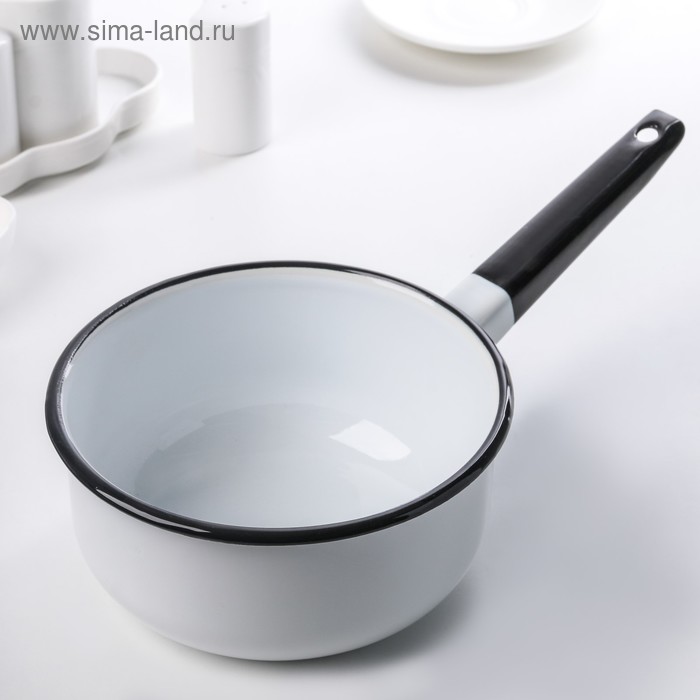 Ковш эмалированный, 1.5 л, без деколи, белый - Фото 1