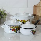 Набор посуды «Ягодный чай», 3 предмета: кастрюли 2 л, 3,5 л; ковш 1,5 л, индукция - фото 3633387