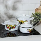 Набор посуды «Ягодный чай», 3 предмета: кастрюли 2 л, 3,5 л; ковш 1,5 л, индукция - фото 4562854