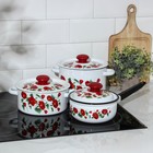 Набор посуды «Рамо», 3 предмета: кастрюли 2/3,5 л; ковш 1,5 л, эмалированные крышки, индукция - Фото 4
