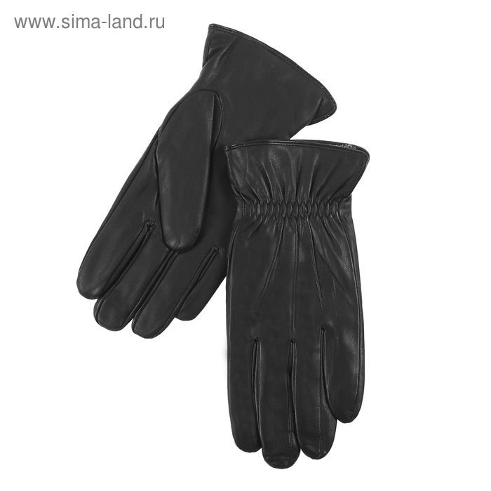 Перчатки мужские, резинка, подклад - искусственный мех, р-р 11, чёрные - Фото 1