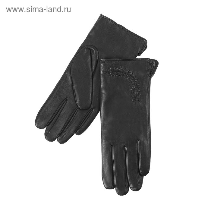 Перчатки женские, подклад - искусственный мех, р-р 7,5, чёрные - Фото 1