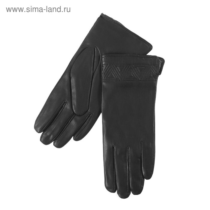 Перчатки женские, подклад - искусственный мех, р-р 7, чёрные - Фото 1