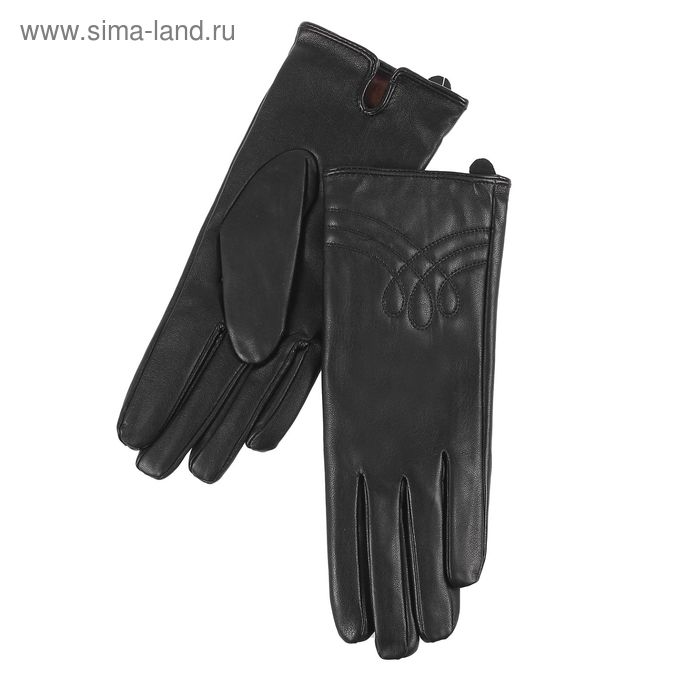 Перчатки женские, подклад - искусственный мех, р-р 8, чёрные - Фото 1