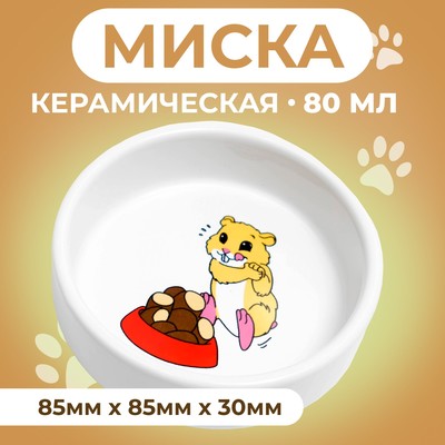 Миска для грызунов «Хомячок», 80 мл, 8.5×3 см, керамика