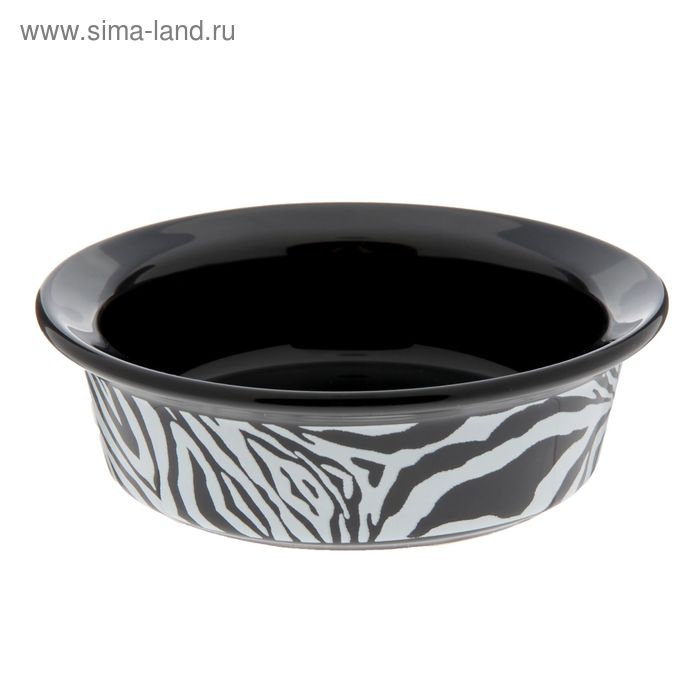 Миска керамическая, животный принт, 170 мл, черная с серебром - Фото 1