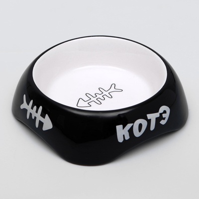 Миска для кошек «Пижон. КОТЭ», 200 мл, 13×4.5 см, керамика, чёрная