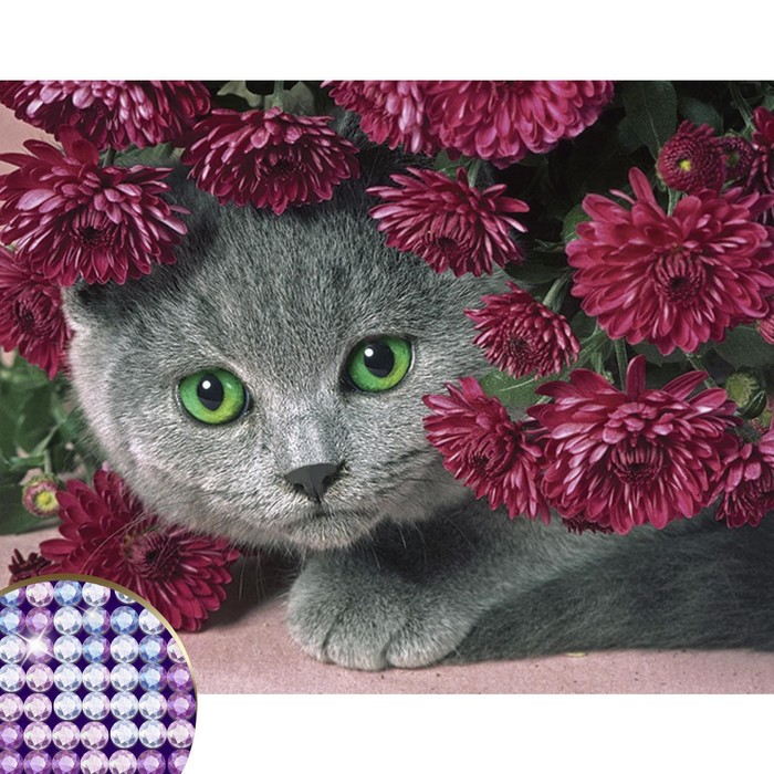Алмазная мозаика с частичным заполнением «Котёнок», 40 х 30 см. Набор для творчества - фото 1906828831