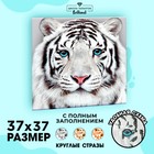Алмазная мозаика с частичным заполнением на холсте «Белый тигр», 37 х 37 см - фото 3206413