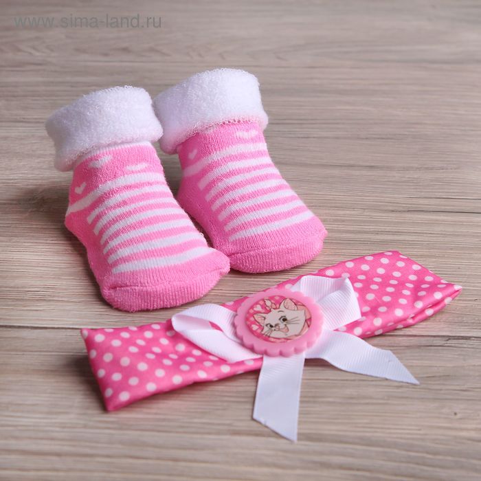 Набор детский: повязка и махровые носки "Кошечка Мари", Дисней беби, 3-12 мес, 100% хлопок - Фото 1