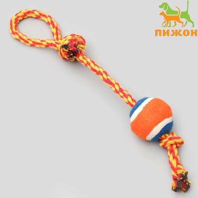 Игрушка тренировочная канатная с мячом, до 125 г, до 45 см, микс цветов