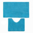 Набор ковриков для ванной и туалета "Сладкая вата" 2 шт, цвет голубой - Фото 1