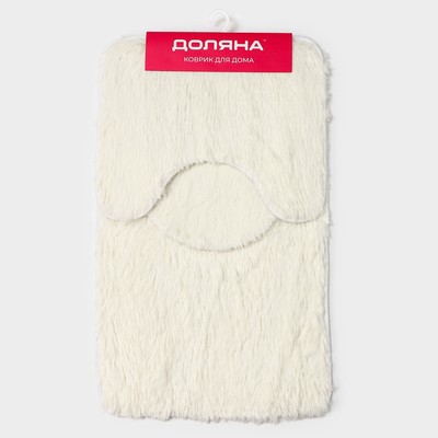 Коврики для ванной и туалета «Доляна. Плюшевый», 3 шт., 80×50 см, 40×50 см, 40×35 см, белые