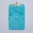 Набор ковриков для ванной и туалета Доляна «Плюшевый», 3 шт, 32×40, 40×50, 50×80 см, цвет синий - Фото 7