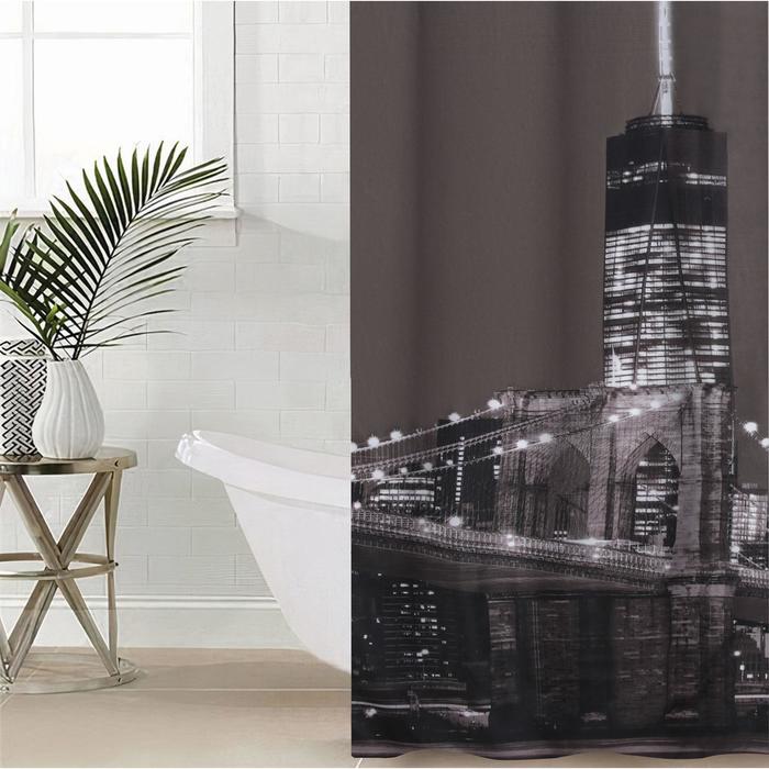 Штора для ванны Доляна «Манхэттен», 180×180 см - Фото 1