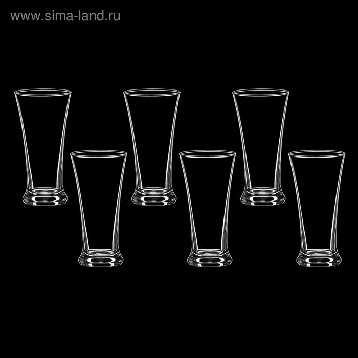 Набор бокалов стеклянных для пива 300 мл "Пилснер", 6 шт - Фото 1