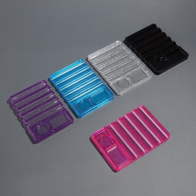 Подставка для маникюрных кистей, 5 секций, с палитрой, 10 × 7 см, цвет МИКС