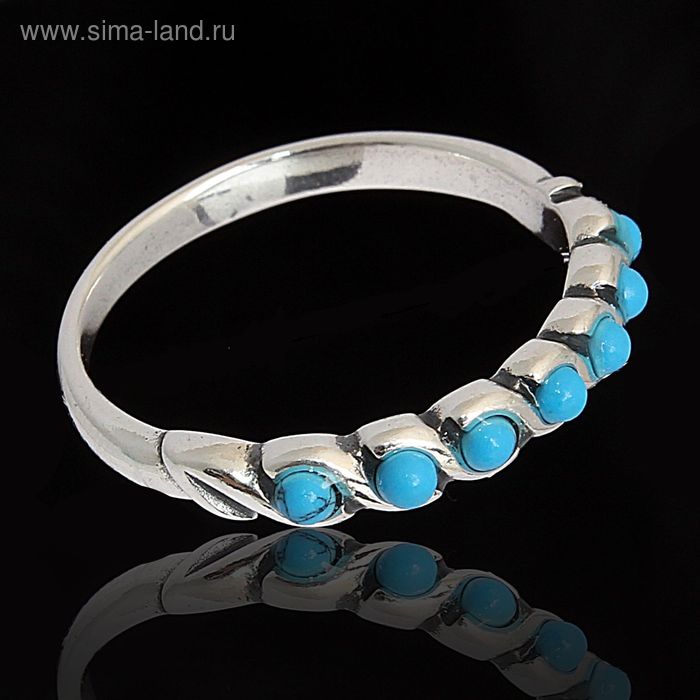 Кольцо "Верёвочка", размер 15, цвет голубой в чернёном серебре - Фото 1