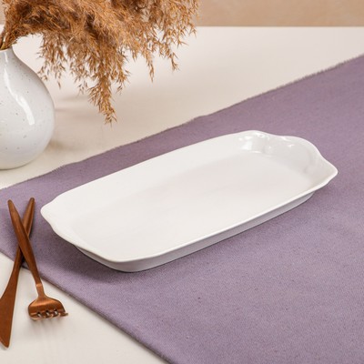 Блюдо "Альтанка", белое, керамика, 29х14х2.5 см