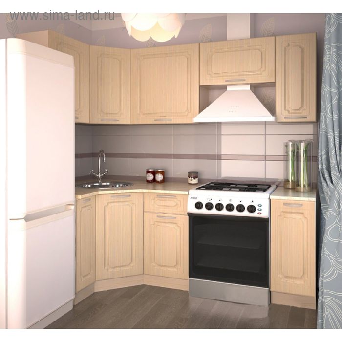 Кухонный гарнитур, 1100 х 2150 мм, цвет Выбеленный дуб - Фото 1