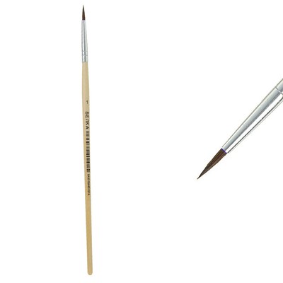 Кисть для рисования, белка, № 1, круглая, деревянная ручка, международный размер