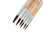 Набор кистей для рисования, белка, 6 штук: № 1, 2, 3, 4, 5, 6, круглые, деревянная ручка, международный размер 1503503