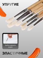 Набор кистей для рисования, коза, 6 штук, № 1, 2, 3, 4, 5, 6, круглые, деревянная ручка, международный размер - Фото 2