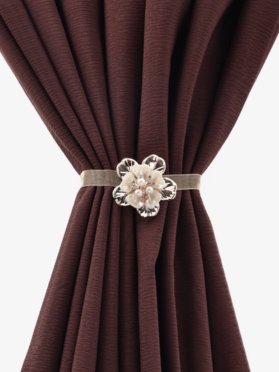 Подхват для штор «Цветок перламутровый», d=5.5 см, цвет золотой