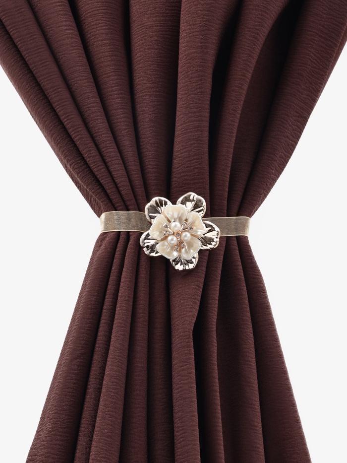 Подхват для штор «Цветок перламутровый», d=5.5 см, цвет золотой - Фото 1