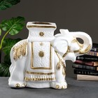 Фигура - подставка "Слон" бело-золотой, 21х54х43см - фото 8295264