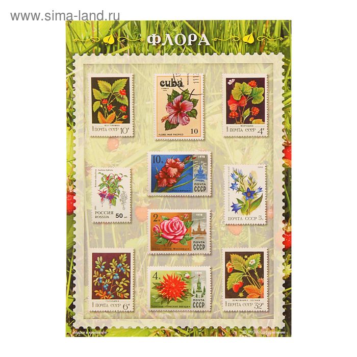 Сувенирный набор марок "Флора", 21*15см. - Фото 1