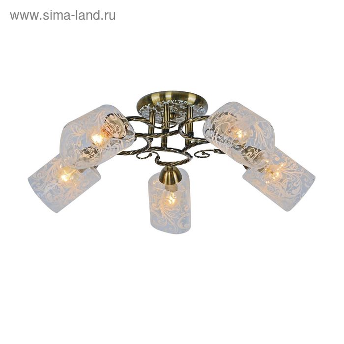 Люстра "Эдельвейс" 5 ламп 60W Е14 античная бронза - Фото 1