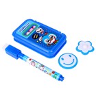 Доска магнитная двухсторонняя со зверьками, под маркер и мел, мел 4 шт. в машинке, маркер, магниты 2 шт. - Фото 7