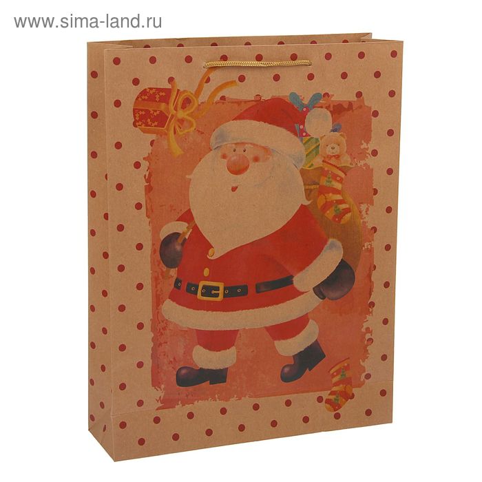Пакет крафт "Дед Мороз", 23 х 32 х 8,5 см - Фото 1