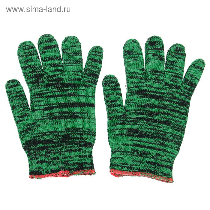 Перчатки, х/б, вязка 7 класс, без покрытия, чёрно-зелёные, «Охотник» - Фото 1